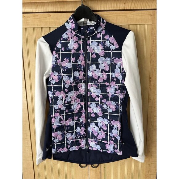 Peter Millar Golf Hybrid Puffer Jacket Women’s Small Full Zip Picnic Floral New - Picture 9 of 9